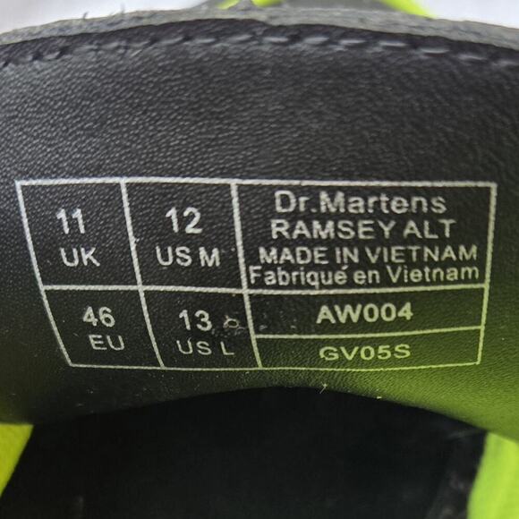 Dr Martens Ramsey Alt Creeper Men\'s Leather Oxfords Black/Neon Green Size 12 main image 5